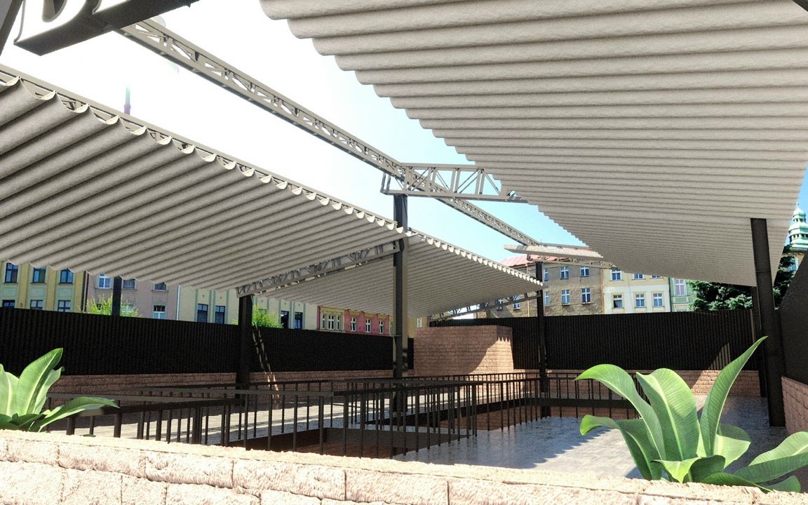 thiết kế mái bạt kéo 